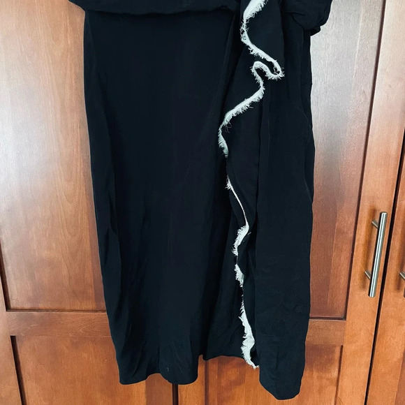 3.1 Phillip Lim Dress Blouson 100% Silk Ruffle Knee Length Black Size 4 - Picture 3 of 10